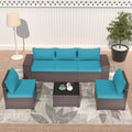 6 Pieces All-Weather PE Rattan Patio Sofa Set with Coffee Table & Cushions U298