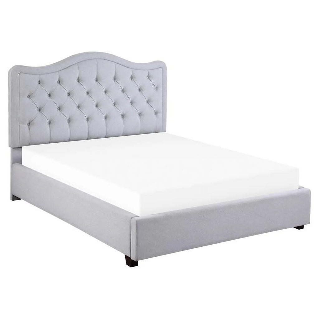 Gray Fabric Eastern King Platform Bed with Storage Drawer G159